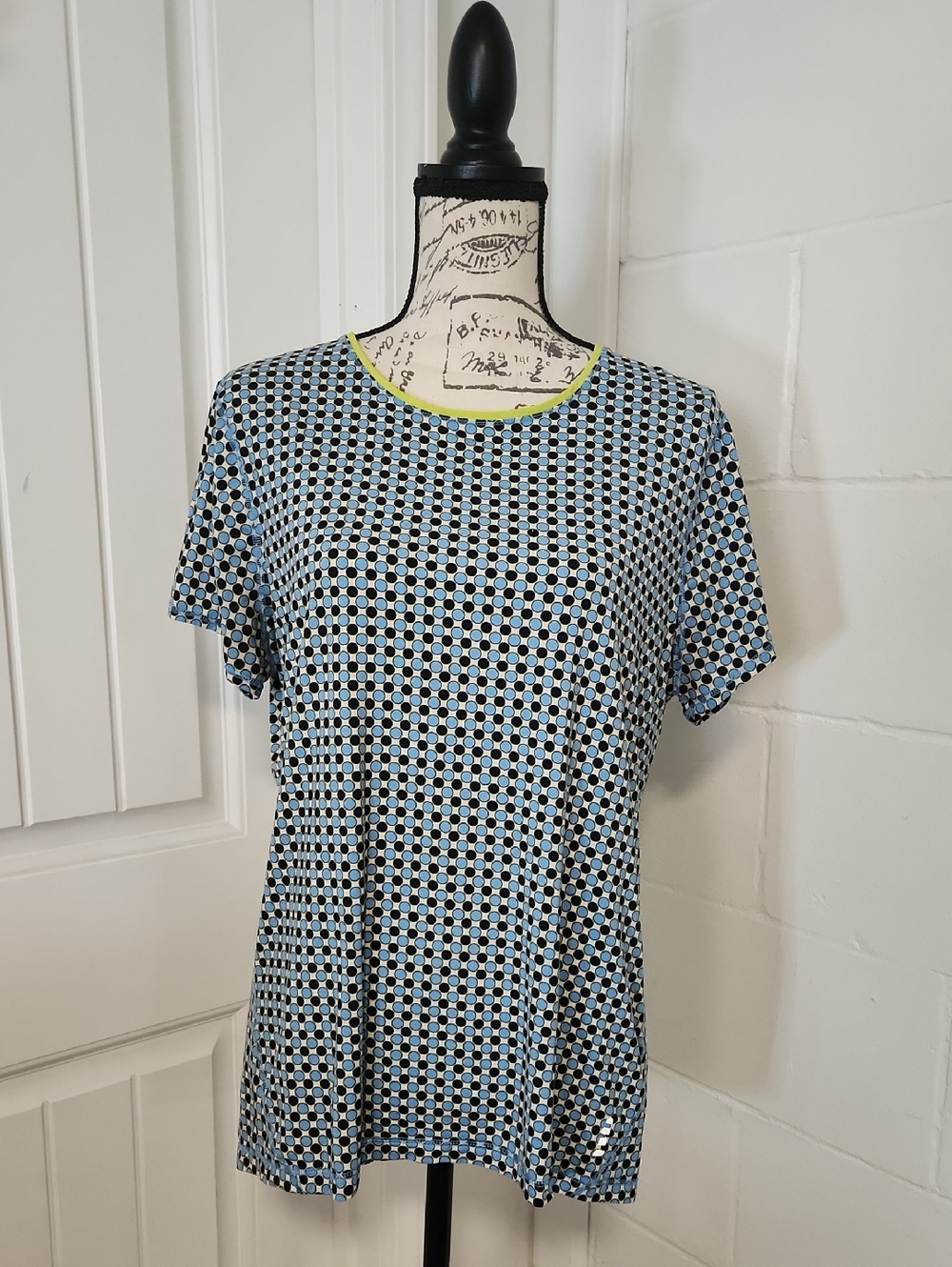 Lands' End Blue Polka Dot Geometric Print Short-Sleeve Tee